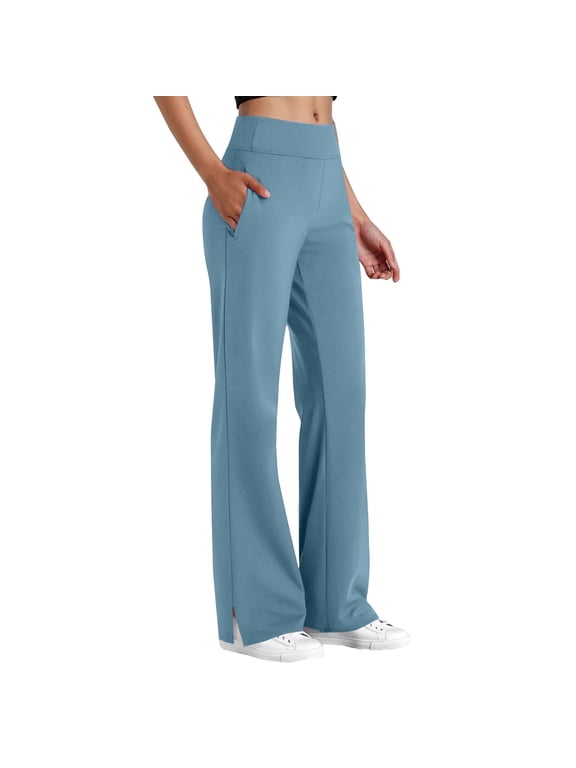 Women's High Waist Stretchy Wide Leg Yoga Pants, Side Pockets for Gym Fitness Wear