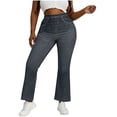 thumbnail image 1 of PWPSG Women's High Waisted Stretchy Trendy Pull On Wide Leg Jeans Straight Baggy Loose Casual Denim Pants Gray M, 1 of 8