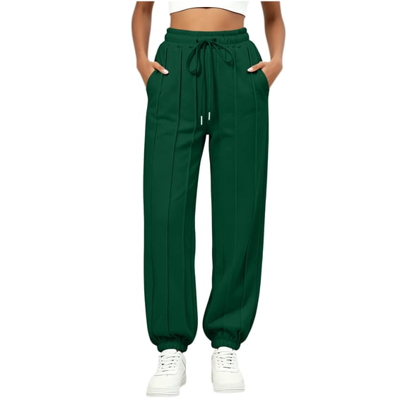 PWPSG Women's High Waisted Sweatpants Drawstring Tapered Joggers with Pockets Pintuck Casual Athletic Workout Pants