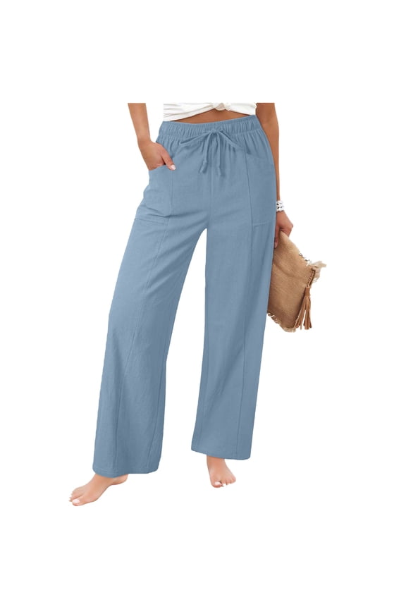 Women's Quick Dry Lightweight Wide Leg Pants, Drawstring Waist with Pockets for Workout Gym Sports and Everyday Wear