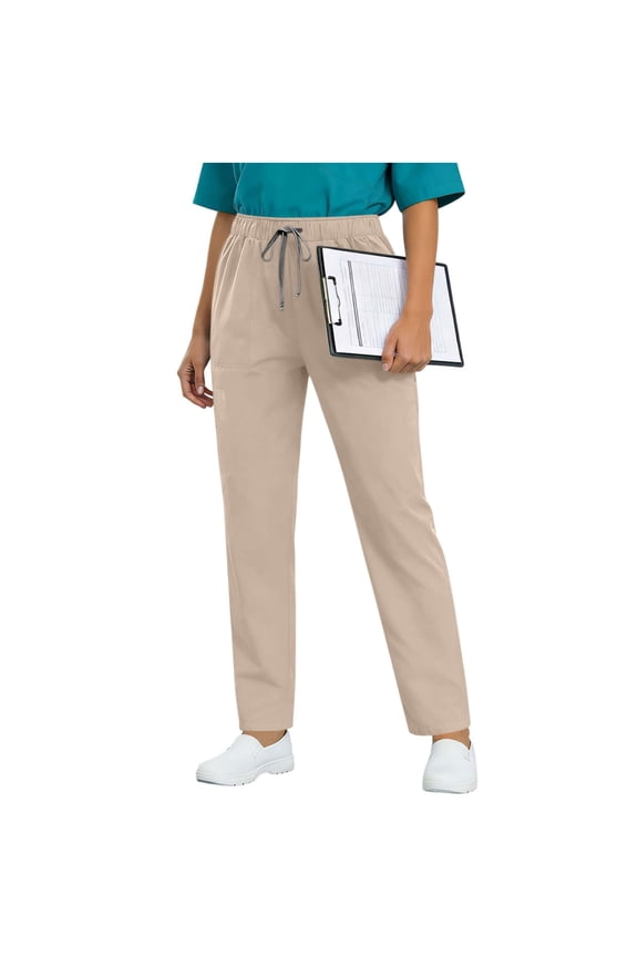 Women's Quick Dry Medical Scrub Pants, Elastic Drawstring Waist with Pockets for Work Daily Wear
