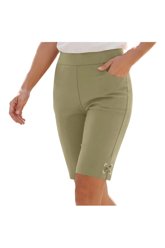 Women’s Side Lace-Up Purple Capri Leggings, High-Waist & Flexible Skin-Friendly Cut for Scheduled Indoor Workout Leisure Days Yellow XL
