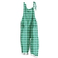 thumbnail image 1 of PWPSG Women's Sleeveless Gingham Plaid Overalls, Classic Check Pattern, Straight Loose Leg with cuffed ankle hems Green L, 1 of 5