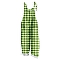 thumbnail image 1 of PWPSG Women's Sleeveless Gingham Plaid Overalls, Classic Check Pattern, Straight Loose Leg with cuffed ankle hems Green L, 1 of 5