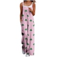 thumbnail image 1 of PWPSG Women's Spaghetti Strap Leaf Pattern Print Overalls, Oversized Straight Leg, Side Entry Pockets for casual gatherings Pink XL, 1 of 6