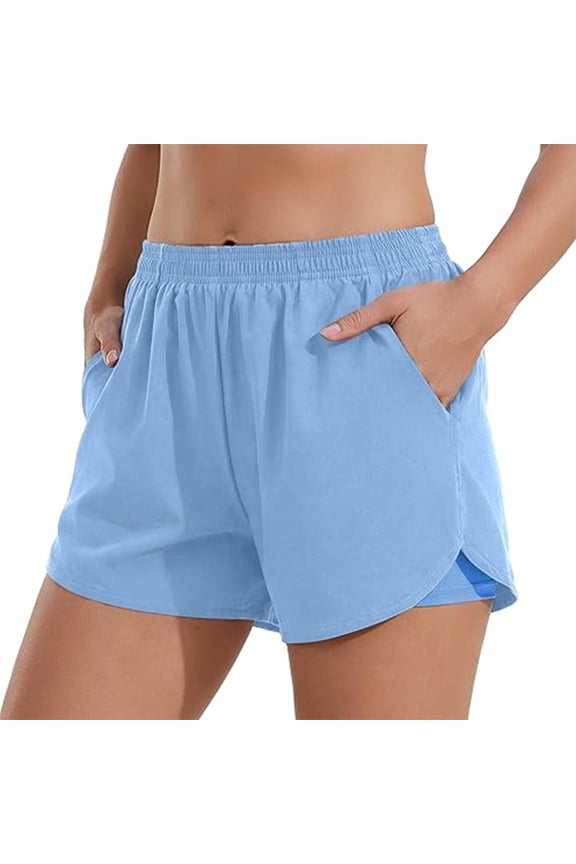 Women’s Yoga Shorts, High Waist Tummy Control Butt Lifting Stretchy Workout Shorts for Running Fitness Blue XXXXL