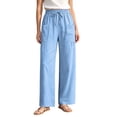 thumbnail image 1 of PWPSG Womens Cargo Wide Leg Pants, Drawstring Waist Gathered Detail, Textured Woven Fabric with Loose Fit for Daily Fashion Styling Blue S, 1 of 9