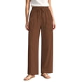 thumbnail image 1 of PWPSG Womens Cargo Wide Leg Pants, Drawstring Waist Gathered Detail, Textured Woven Fabric with Loose Fit for Daily Fashion Styling Brown M, 1 of 9