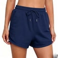 thumbnail image 1 of PWPSG Womens Elastic Waist Cotton Sweat Shorts, Drawstring Closure with Side Pockets, Soft Fabric for Home Loungewear Use Blue XXXL, 1 of 6