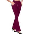 thumbnail image 1 of PWPSG Womens High Waist Bootcut Casual Pants, Chic Front Button Detail for Office Commuter Minimalist Style Red XXL, 1 of 6
