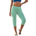 thumbnail image 1 of PWPSG Womens Jogger Capri Pants, High Waist Straight Leg Tailoring, Soft Terry Material with Comfort Fit for Sporty Casual Activity Green S, 1 of 6