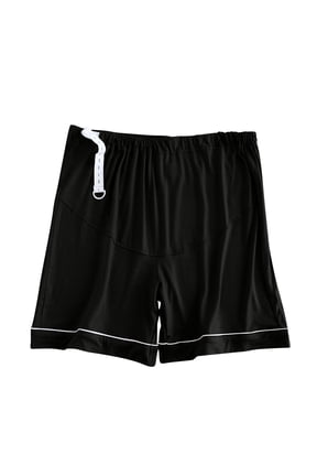 Womens Maternity Modal Loungewear Shorts, Soft Supportive Belly Panel with Adjustable Waistband Design Black L