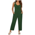 thumbnail image 1 of PWPSG Womens Spaghetti Strap Bow Shoulder Jumpsuit Scoop Neck Wide Leg Pants with Side Pockets Green M, 1 of 6