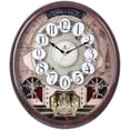 thumbnail image 1 of PWR+ Musical Motion Wall Clock | Melodies and Moving Face | Color: Dark Woodgrain and Gold with Crystal | Sound and Movement | Music: Classic, Christmas, Theraputic, 1 of 1