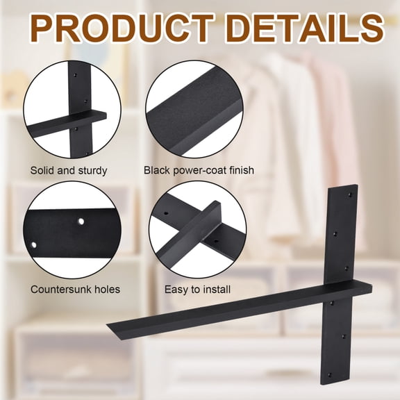 PWTOOL 3-Pack Modern Corbels Wall Brackets, Heavy Duty Steel Floating Shelf Supports for Kitchens, Bathrooms & Bedrooms