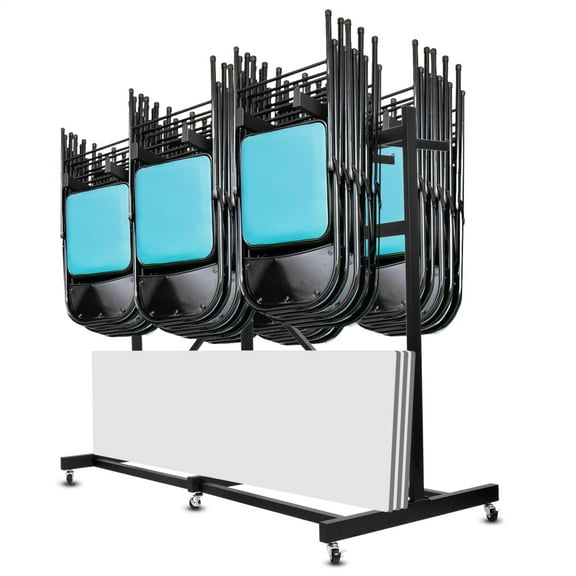 PWTOOL 300kg Load High-Strength Carbon Steel Chair Rack Cart, Triangular Support Frame 'Folding Chair' Cart for Stable Transport(also for 12 Folding Tables)