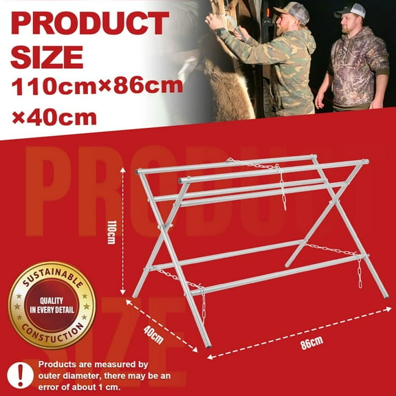 PWTOOL Adjustable Deer Skinning Rack, 500Lbs Hunting Hoist Stand with 3-Chain System for Elk, Bear, Boar