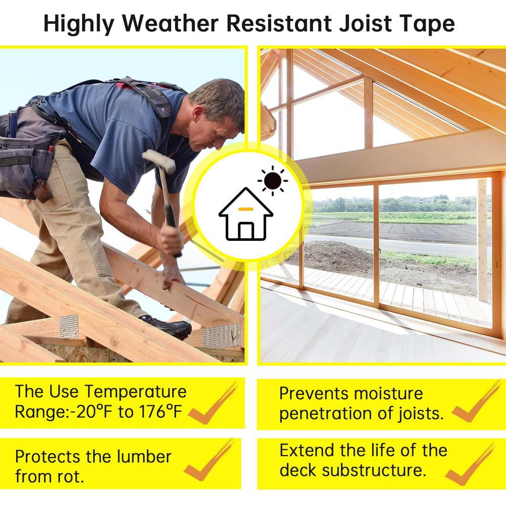 PWTOOL Butyl Joist Tape Flashing Joist Tape Waterproof Roof Tape for