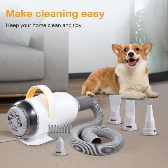 PWTOOL Dog Grooming Blow Dryer with Vacuum Function, Negative Ion Pet Grooming Kit with Digital Display