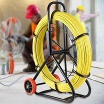 PWTOOL Electricians Fish Tape, 0.3" x 426Ft Fiberglass Duct Rodder with Wheel Stand & Brake Handle
