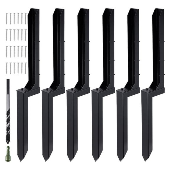 PWTOOL Fence Post Anchors Ground Stakes H Shaped Heavy Duty Steel Fence Post Anchors 32 Inch Long Multifunctional Fence Post Stakes Repair Kit with Drill Head for Repairing Fence Posts superb