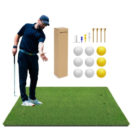 PWTOOL Foldable Heavy-Duty Golf Hitting Mat, Practice Mat with 0.3" EVA Rubber Backing, Larger Size for Indoor/Outdoor Swing and Chipping Practice, Anti-Deformation 5x4ft