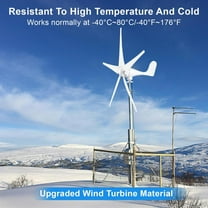 PWTOOL Heavy Duty Aluminum Wind Turbine Kit, 100W 5-Blade Home Wind Generator, 12V/24V Off-Grid Power System for Extreme Weather