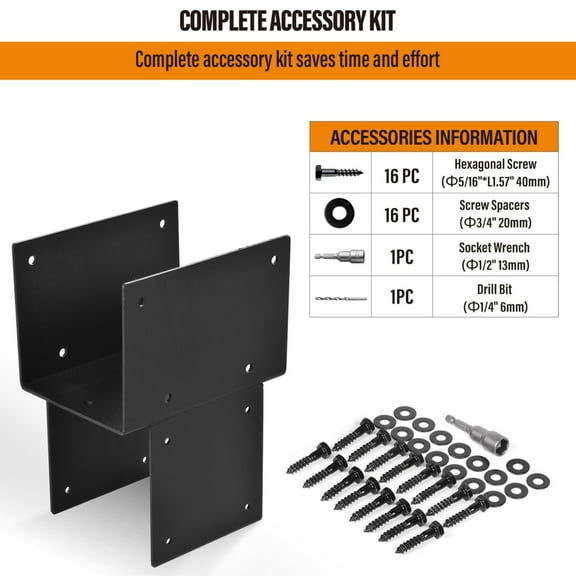 PWTOOL Heavy Duty Pergola Brackets 4Pcs, Galvanized Steel Gazebo Connectors, Deck Post Hardware, 3.5 Inch