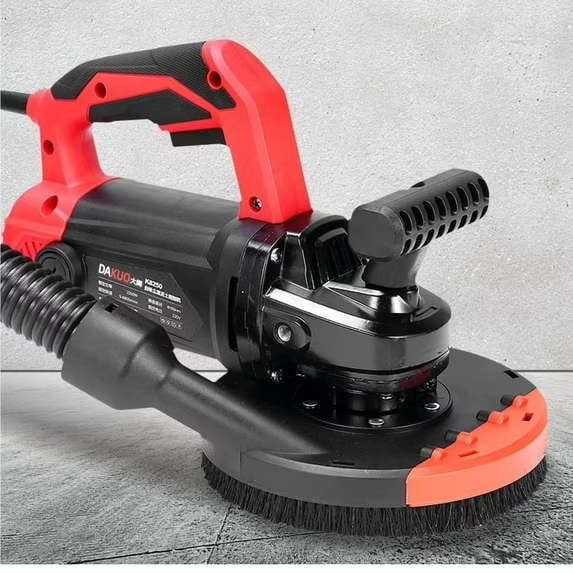 PWTOOL Industrial Concrete Sanding Machine, 1400W Dust Shroud Grinder & 2 Grinding Wheels Kit