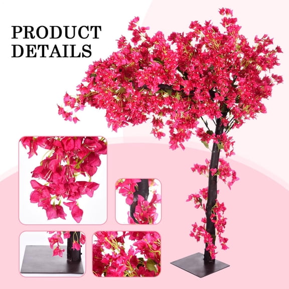 PWTOOL PWTOOL 4.9ft Realistic Faux Outdoor Tree, All-Weather Rose Red Decoration Tree for Weddings Gardens Balconies