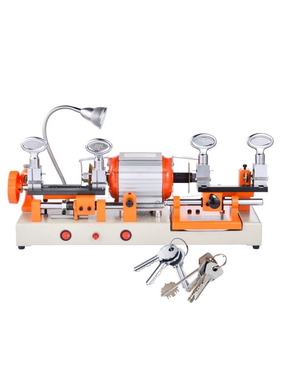 Professional Key Cutter Tool, 110V Double-Head Key Duplicator with Automatic Feeding, Copper Core Motor & 4-Way Clamping for Metal Key Copying