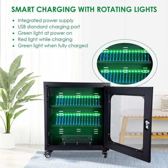 PWTOOL Secure Charging Cabinet, Portable Multi-Device Locker, 26.97x18.11x10.63 Inch USB Charging Station