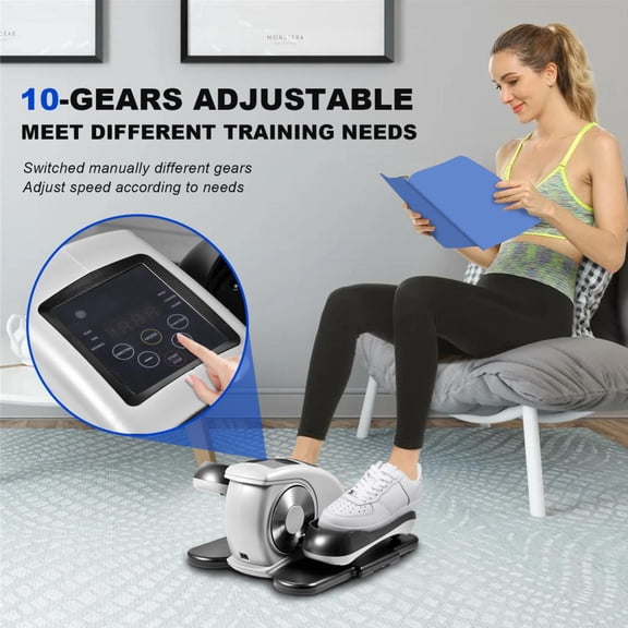 PWTOOL Silent LED Screen Stepper, Under Desk Elliptical Trainers, 110V 60Hz Leg Rehabilitation Trainer for Office Settings, Gray