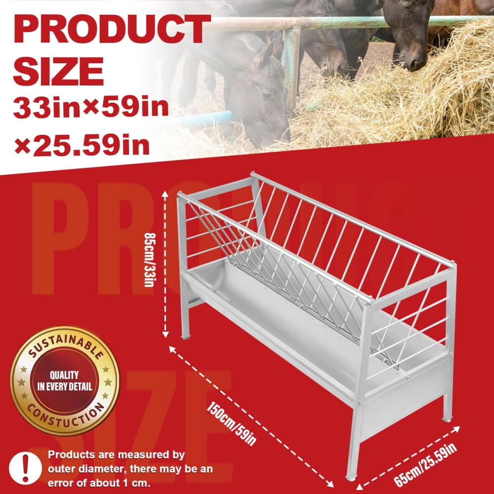 Visual Reference: Pwtool Stainless Steel Feeder 95 Gallons Multiple Sided Goat Hay