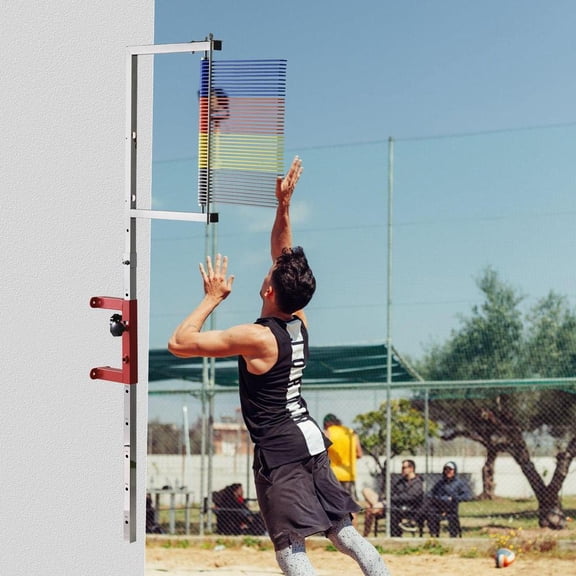 PWTOOL Vertical Jump Trainer High Jump Training Equipment 4.5-5.2Ft Adjustable Height Wall Mounted Vertical Challenger Volleyball Training Aid for Kids Adults