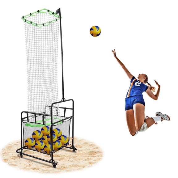 PWTOOL Volleyball Rebounder, Volleyball Training Equipment with Volleyball Net, Volleyball Setting Trainer 6 Adjustable Angles for Indoor and Outdoor Training