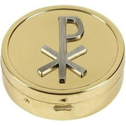 PX Pax Cross Embossed Solid Polished Brass PYX With Drawstring Burse