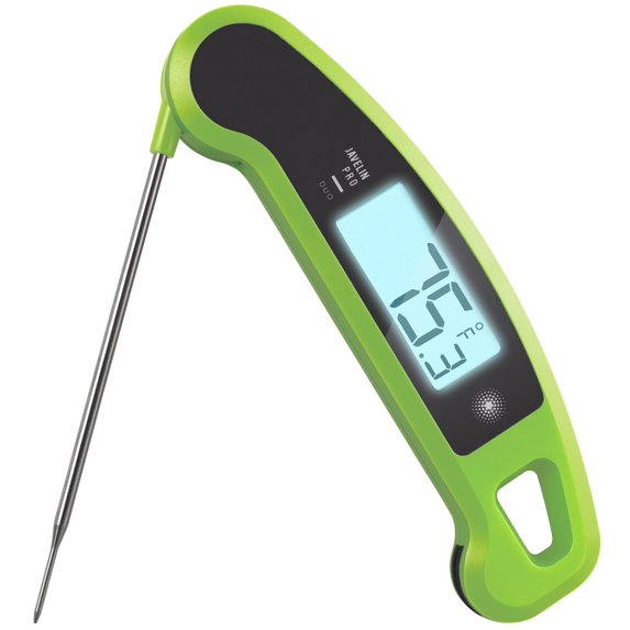 PX1D Javelin PRO Duo Ultra Fast Professional Digital Instant Read Meat Thermometer for Grill and Cooking, 4.5" Probe, Auto-Rotating Backlit Display, Splash Resistant – Wasabi