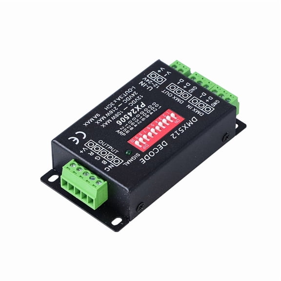 PX24506 DMX512 Decoder Driver DMX512 3CH X 3A Amplifier 108W-216W12V 24V DC LED Controller for RGB LED Strip LightsTape