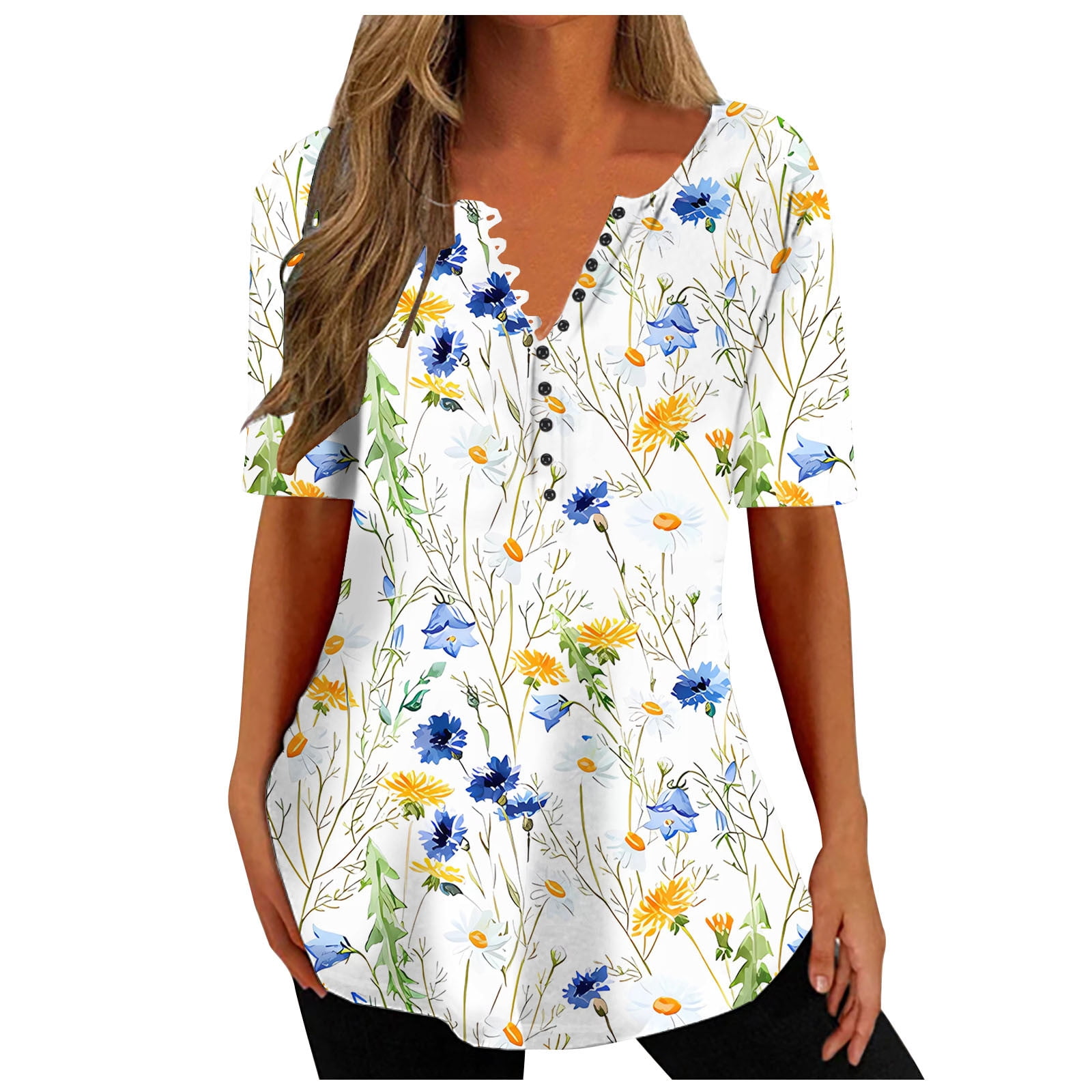 PXEVL Women's Black Tops Trendy 2025 Oversized Solid Crew Neck Short