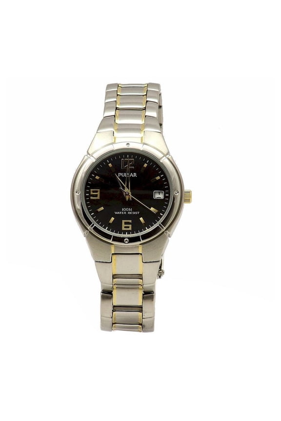 PXH172 Men's Easy Style Black Dial Two Tone Steel Bracelet Watch