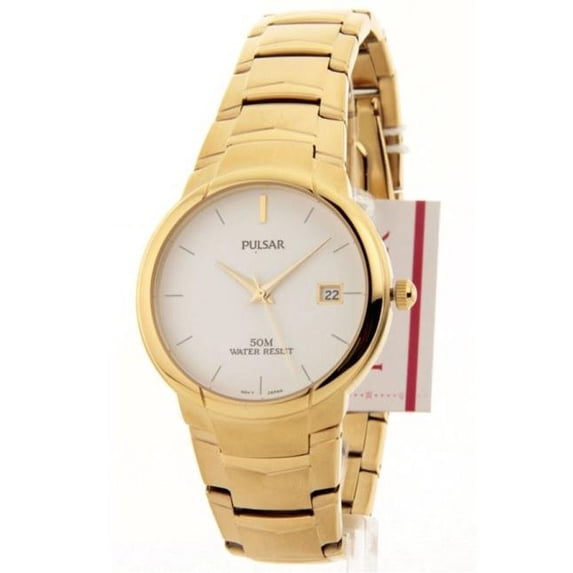 PXH740 Mens Gold Tone Stainless Steel Date Dress Watch