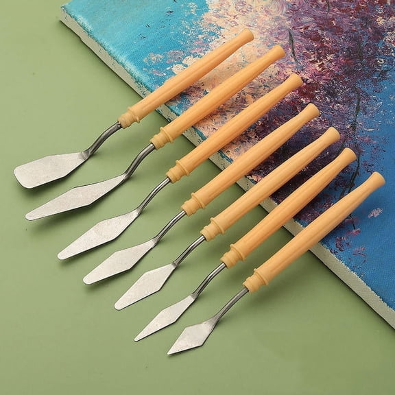 PXIWS 7Pcs/Set Stainless Steel Oil Painting Knives Artist Crafts Spatula Palette Knife Oil Painting Mixing Knife Scraper Art Tools