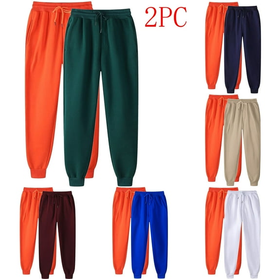 PXLKNZH 2PC Sweatpants for Women Men - Unisex Womens Joggers with Pockets Solid Color Athletic Workout Yoga Running Trousers Blue,XXL