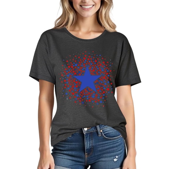 PXLKNZH American Flag Shirt Women Short Sleeve 4th of July Patriotic Graphic Tees 2025 Summer Independence Day Crewneck Tops Vacation Sale,Black,S