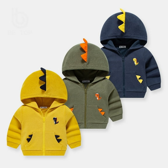 PXLKNZH Boys Girls Zip Up Hoodies Unisex Pullover Casual Dinosaur Hooded Sweatshirts 2024 Kids Fall Fashion Jacket Outerwear 3-9 Years Navy,5 Years