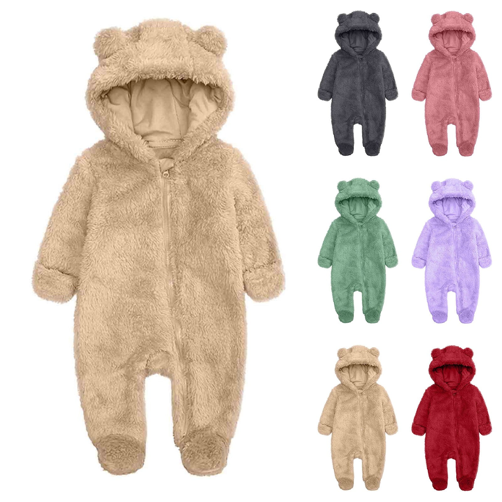 PXLKNZH Fleece Baby Bunting Bodysuit – Infant One Piece Kids Solid ...