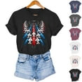 thumbnail image 1 of PXLKNZH Fun 4th of July Tops Women Independence Day Plus Size Short Sleeve Graphic Tees 2025 Summer V Neck Patriotic T-Shirts,White,S, 1 of 8