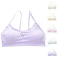 thumbnail image 1 of PXLKNZH Girls Training Bra Cotton Crop Cami Training Bras Breathable Seamless Wireless Light Padded Sport Training Bras 9-14Years Purple,Free Size, 1 of 4