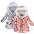 thumbnail image 1 of PXLKNZH Girls Winter Coats Shiny Hooded Jackets Thick Warm Puffy Waterproof Windproof Parka Ski Snow Jacket Outerwear 4-12Years Silver,140/9 Years, 1 of 7